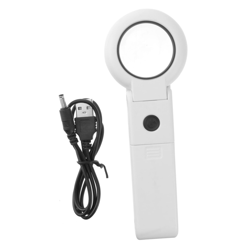 USB Rechargeable LED Magnifying Glass 10x 5x Handheld Magnifier for Reading Crafts Travel