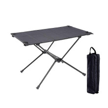 (Black) Outdoor Picnic Folding Table Aluminum Alloy Camping Desk Mini Portable Foldable Table for Hiking Driving Traveling
