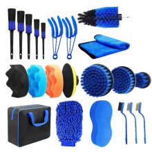 22 Piece Car Cleaning Kit with DrillCompatible Brushes, Wheel and Tire Detailing Set, Microfiber Gloves