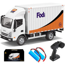 1/18 Scale RC Delivery Truck 12 Channel Remote Control Truck with Lights Sound Dual Batteries