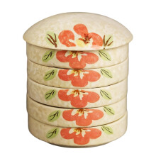 Ceramic Watercolor Palette with Lid, 5Dish Compact Mixing Tray for Artists, EasyClean Chinese Design