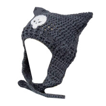 (Gray cat ear hat whi) Knitted Beanie Hat for Women Harajuku Style Cat Ear Hat Handmade Crochet Hat Fashion Y2K Skull Hat Winter Warm Headwear