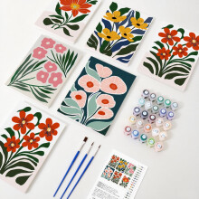 6 Pack Paint by Numbers Kit for Adults Beginners, DIY Acrylic Painting Set with Numbered Canvas and Brushes, Flower Wall Art Gift for Home Decoration