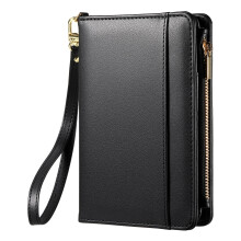 RFID Blocking Passport Holder and PU Leather Travel Wallet for Men and Women, Slim Organizer with Detachable Wrist Strap, Black