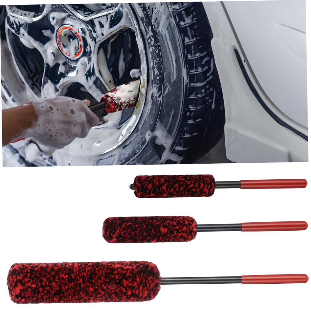 Car Wheel Cleaning Brush Set 3Pcs Soft Bristle Wheel And Tire Detailing Brushes For Rims Hubs Scratch Cleaning 9351714543088