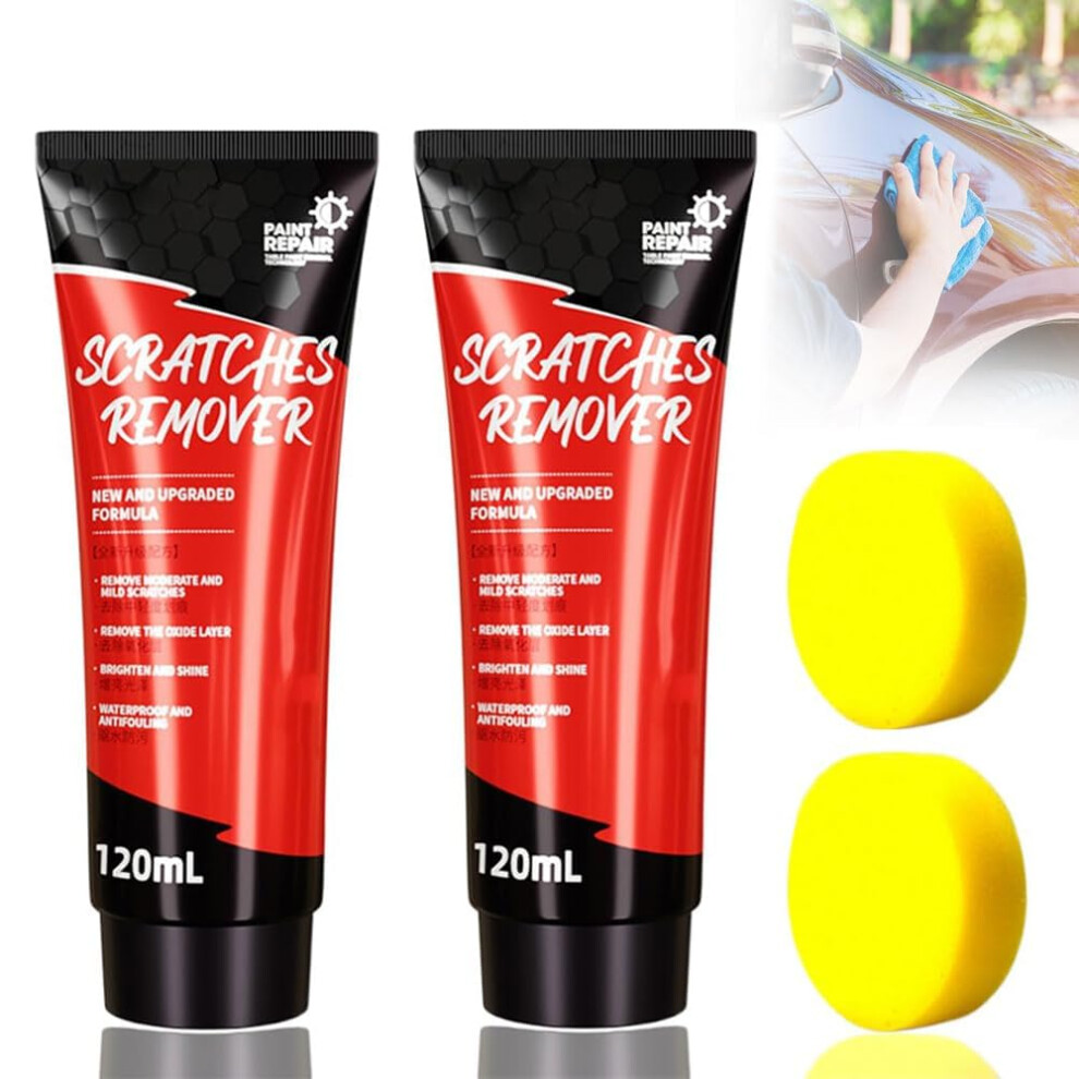 Car Scratch Remover Kit 2Pcs With Sponge, Gloss Polishing Paste For Paint Restoration And Waterrepellent Protection 9351714543149