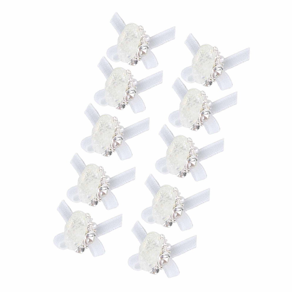 10pcs ABS Bow Nail Rhinestone Charms Round