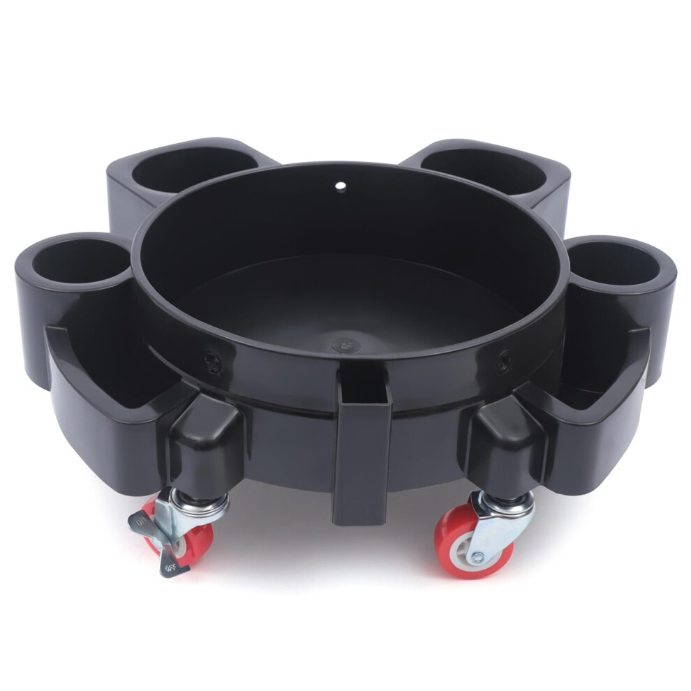 Car Wash Bucket Dolly With 360 Rotate Pulleys And Brake Lock Wheels, Heavy Duty Rolling Base For Detailing 9330225571049
