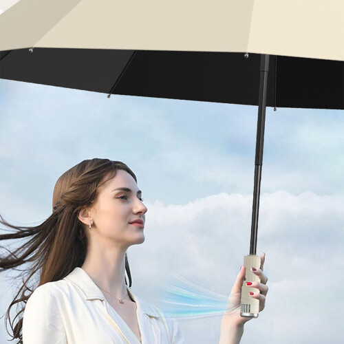 Cooling Umbrella with USB Rechargeable Fan, Automatic Open Close, Foldable Sun Rain Protection 1