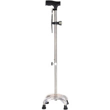 Adjustable Walking Cane for Seniors Men and Women, Lightweight Aluminum FourLegged Stick with Ergonomic Wood Handle