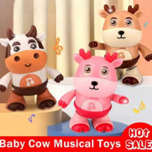 (brown) Boogie Cow Light up Dancing Cow for Active Fun, Dancing Cow Toy, Musical Boogie