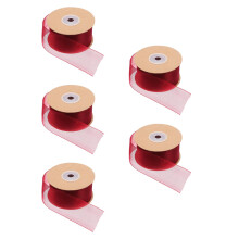 5Rolls Dark Red Chiffon Ribbon for Bouquet Wrapping and Decorative Use