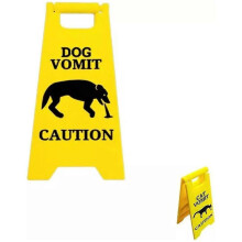 (YELLOW) Funny Cat -Vomit Sign Gift Yard Signs New Warning Sign Hot