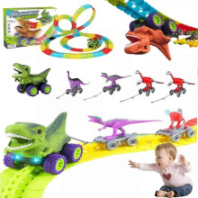 (192section green dinosaur) Dinoswift Set  Soar with The Anti-Gravity Dinosaur Car, Race Track Car