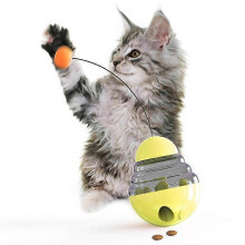 (yellow) Dog Food Treat Dispenser Toy Tumbler Funny Cat Stick Duty Cat