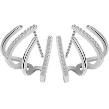 (sliver) New 2 Pair Crystal Shiny Claw Earring Cuff For Women Needle Ear Piercing Studs