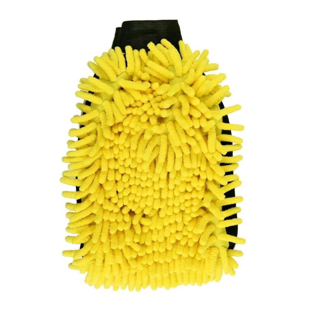 Microfiber Chenille Car Wash Glove Scratch And Absorbent Cleaning Mitt For Car Detailing Yellow 9771547918592