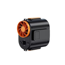 (Battery detachable, Black Orange) Summer New Fishing Fan Outdoor Waist Fan Fishing Lighting Portable Clip-on