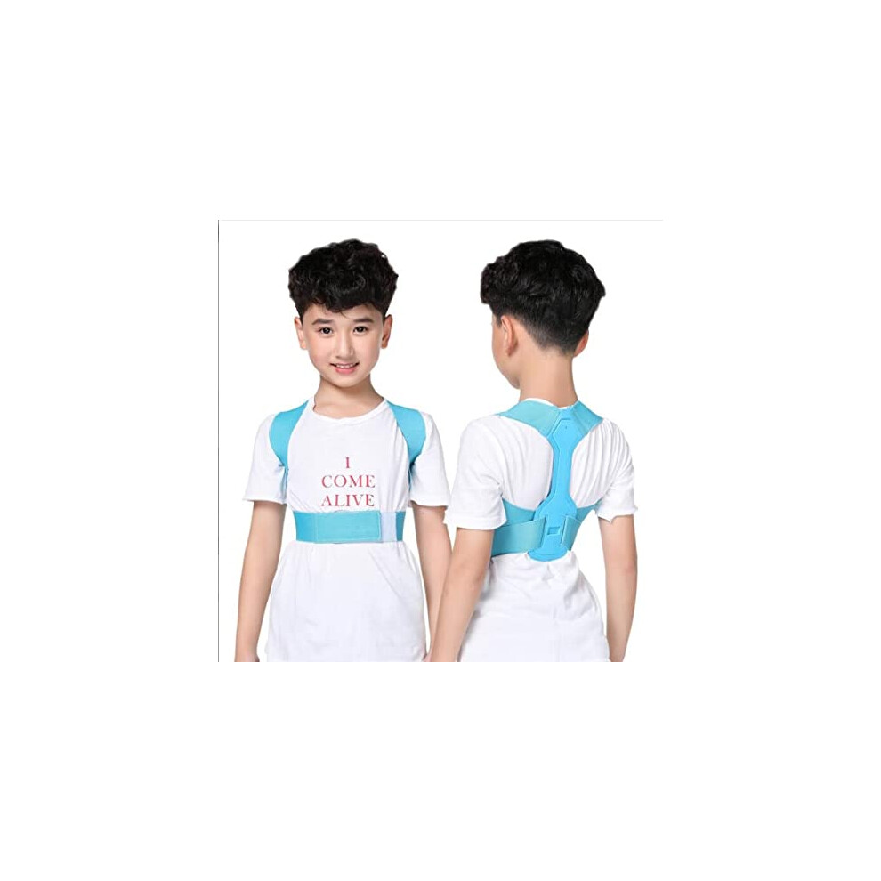 Adjustable Posture Corrector for Kids, Ergonomic Back Support Brace for Children, Breathable Blue Small
