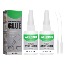 Super Glue for Metal Wood Ceramics Leather Glass, Industrial Strength Fast Curing Clear Bonding Adhesive (2PCS 50g)