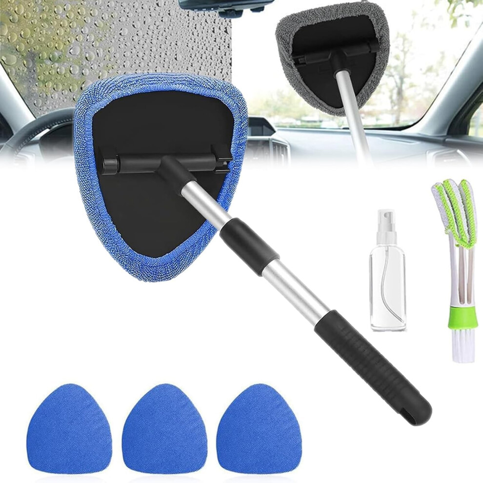 Car Windshield Cleaner Tool With 180 Rotating Head, Extendable Aluminum Handle And 4 Reusable Microfiber Pads 9330225395942