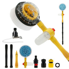 Auto Rotating Car Wash Brush with 360 Spinning Head, Long Handle, Soft Chenille,  Pressure Cleaning Kit