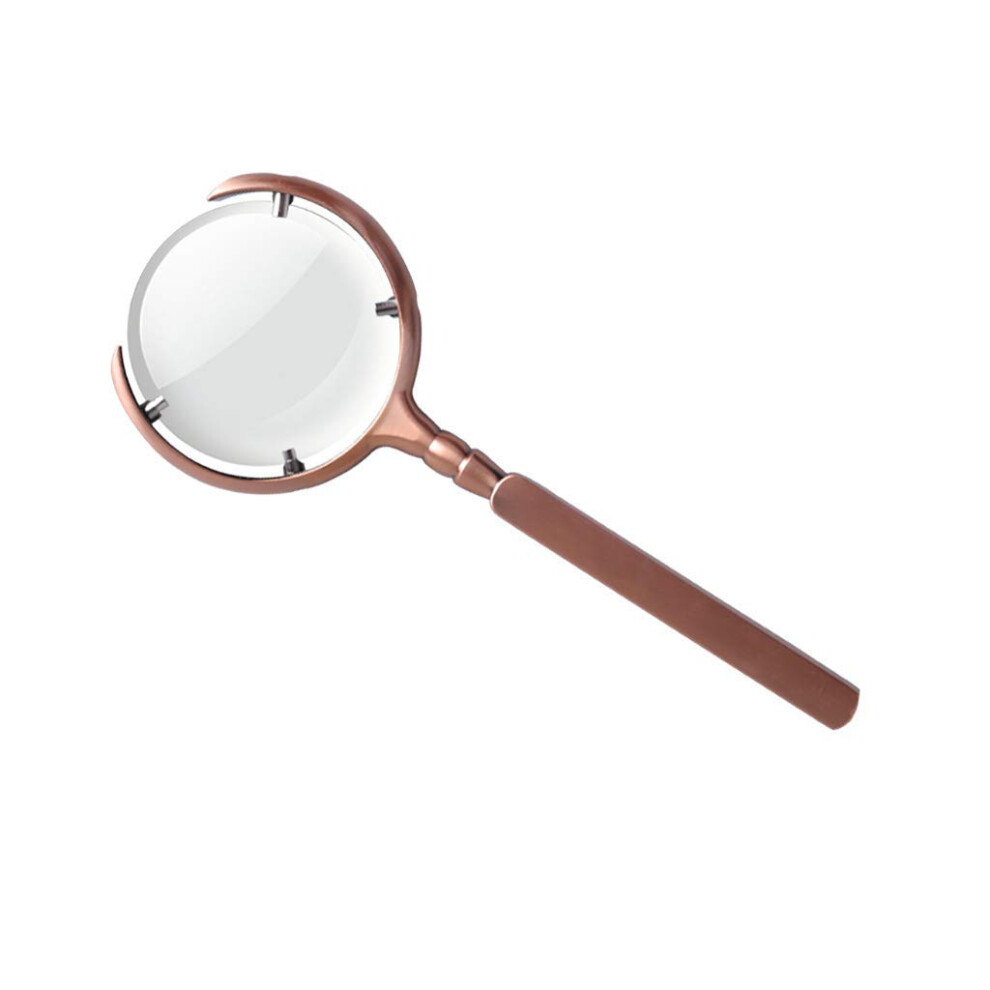 Handheld Stainless Steel Magnifying Glass 10x HD Optical Lens for Seniors Reading and Hobby Use