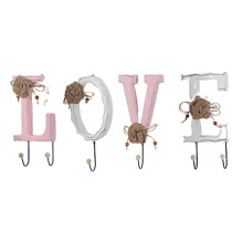 (Pink Love Hook) for Key Holder with Handmade Old Traces Hang Buckle Behind Small Items Storage