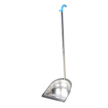 Stainless Steel Long Handle Dustpan with Ergonomic Flush Edge Design for Home Kitchen Cleaning