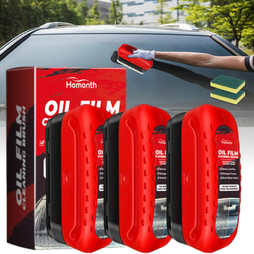Car Glass Oil Film Cleaner Brush Set, 2024 Automotive Windshield Oil Film Remover For Streak And Antifog Finish (3 Pack) 9073542066422