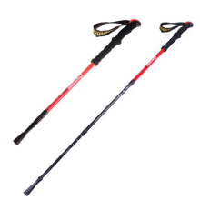 Carbon Fiber Trekking Poles Adjustable Telescopic Hiking Sticks with Shock Absorption and Red Finish