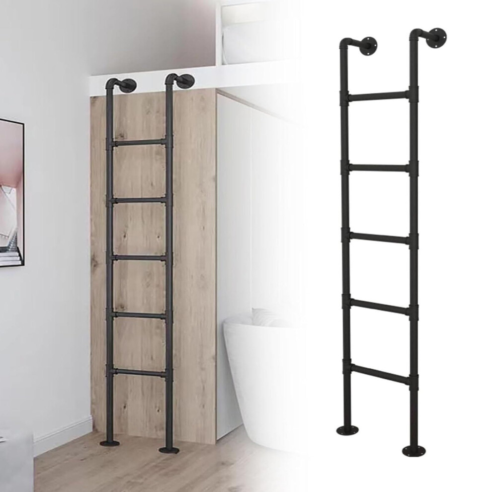Metal Loft Bed Ladder 5.5Ft Heavy Duty Iron Frame, Rustproof Wall Mounted Window Well Escape Ladder 330Lbs Capacity 9330225396826