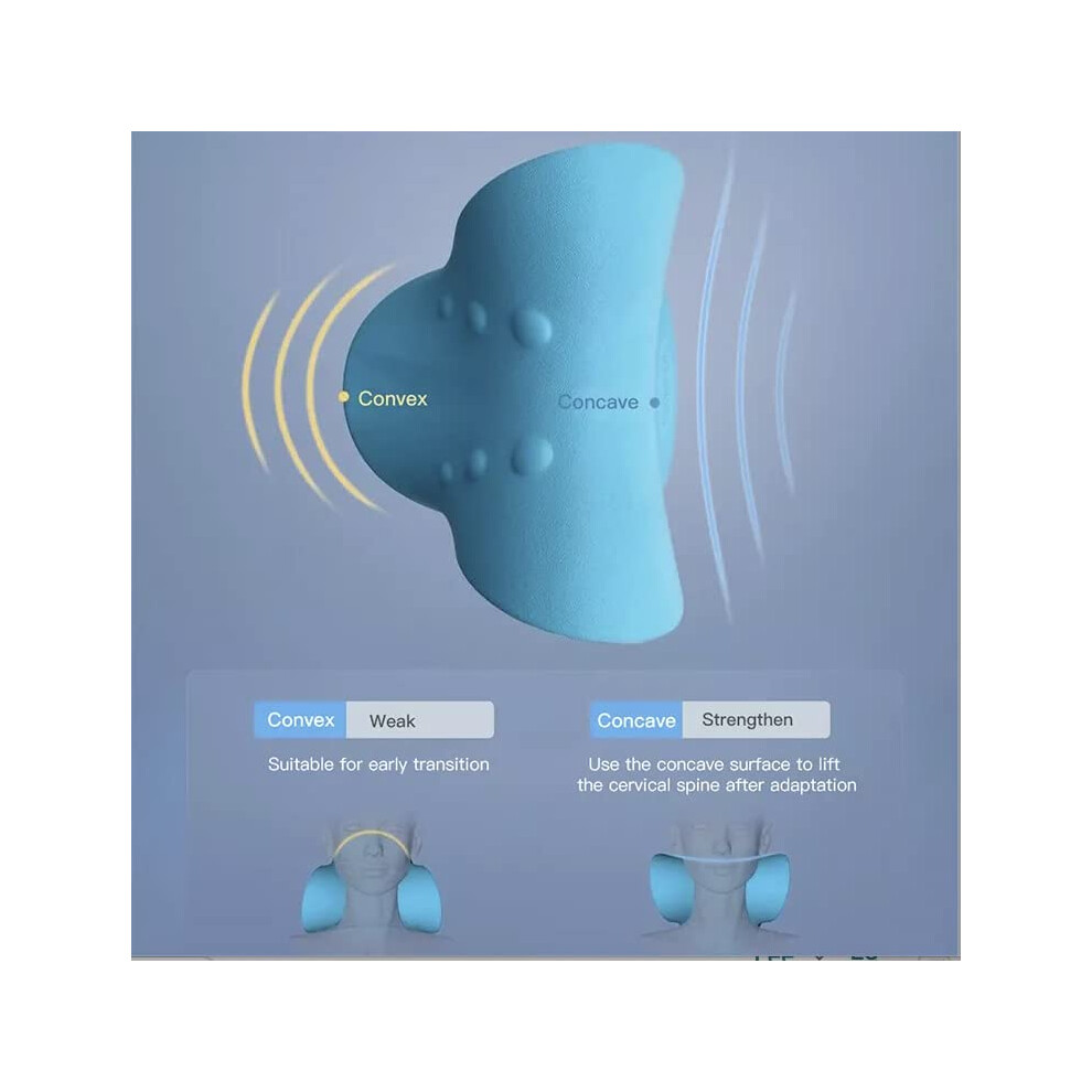 Blue Neck And Shoulder Relaxer Cervical Traction Device For Tmj Pain Relief And Posture Correction Pillow