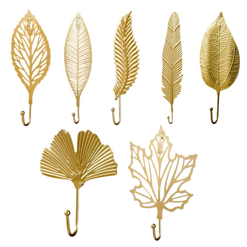 Artistic Iron Wall Hook Space Saving Nordic Leaf Pattern Plant