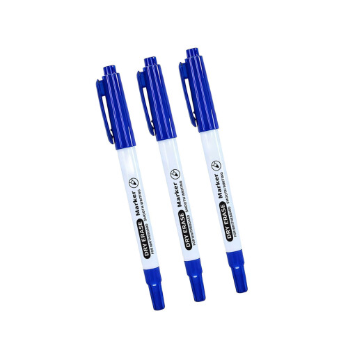 3Pcs Double Ended Whiteboard Pen Black Red OR Blue-Blue
