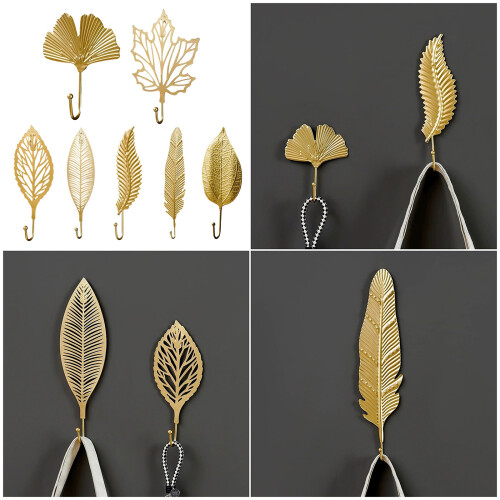 Elegant Iron Plant Leaf Shaped Wall Mount Hook For Small Spaces 1