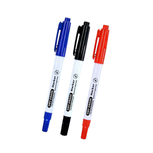 3Pcs Erasable Whiteboard Marker Double Ended-Mixed colors