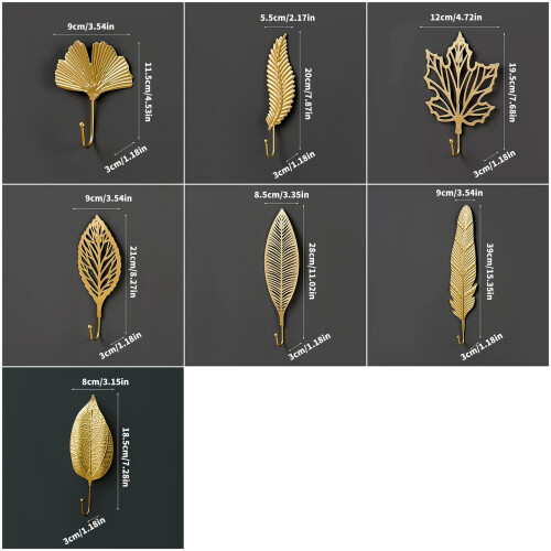 Elegant Iron Plant Leaf Shaped Wall Mount Hook For Small Spaces 2