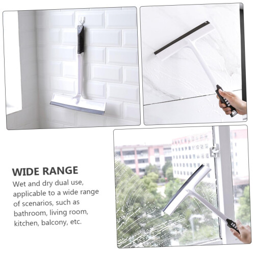Floor and Window Squeegee Set for Home Cleaning, Ergonomic Handle, Reusable Microfiber Pads 1