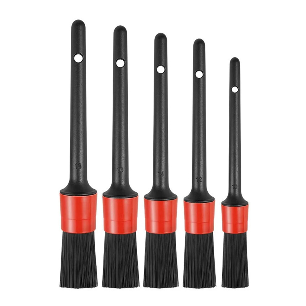 Car Detailing Brush Set 5Pcs Brushes With 360 Rotatable Head, Scratch Soft Bristles, Multisurface Car Cleaning Kit Red 9073542066712