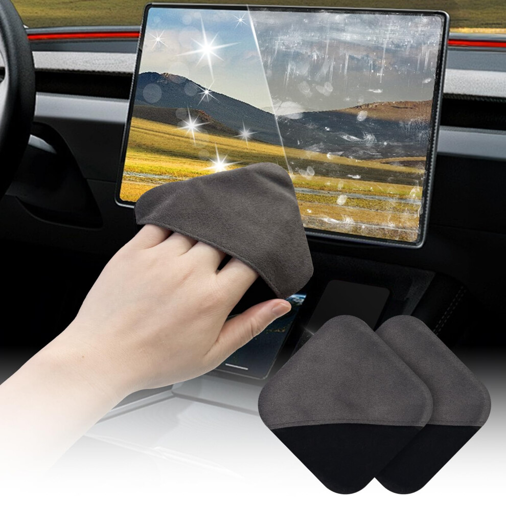 2Pcs Car Screen Cleaner, Microfiber Touchscreen Cleaning Cloth For Tesla Dashboard Display, Streak And Scratchsafe Gray 9330225397199
