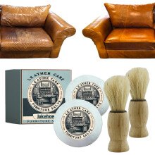 Leather Conditioner and Balm 4oz Set, Deep Hydration Scratch Restoration Cream with Brush for Sofa Couch Car Seats