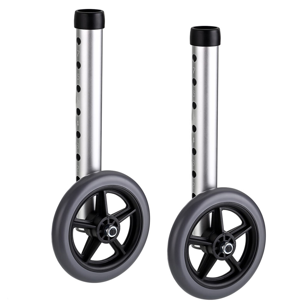 5 Inch Walker Replacement Wheels, Universal Fit with Smooth Rolling and 7Level Height Adjustment