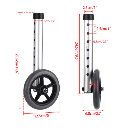 5 Inch Walker Replacement Wheels, Universal Fit with Smooth Rolling and 7Level Height Adjustment 2
