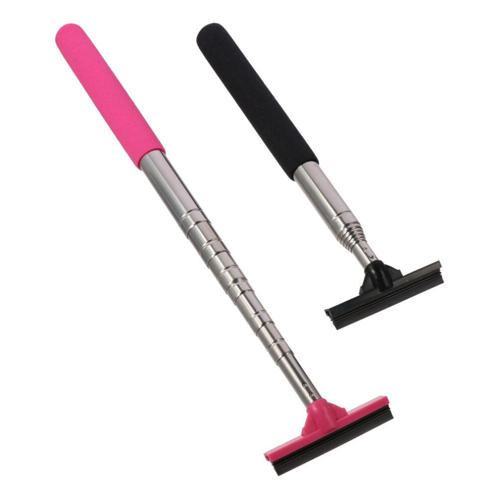 2 Pcs Car Mirror Wiper, Telescopic Rearview Mirror Cleaner For Clear Visibility, 98Cm And Set Black/Pink 9073542066927