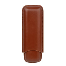 Leather 2 Cigar Travel Case with Airtight Freshness Seal, Dual Tube Holder and Elegant Cedar Design