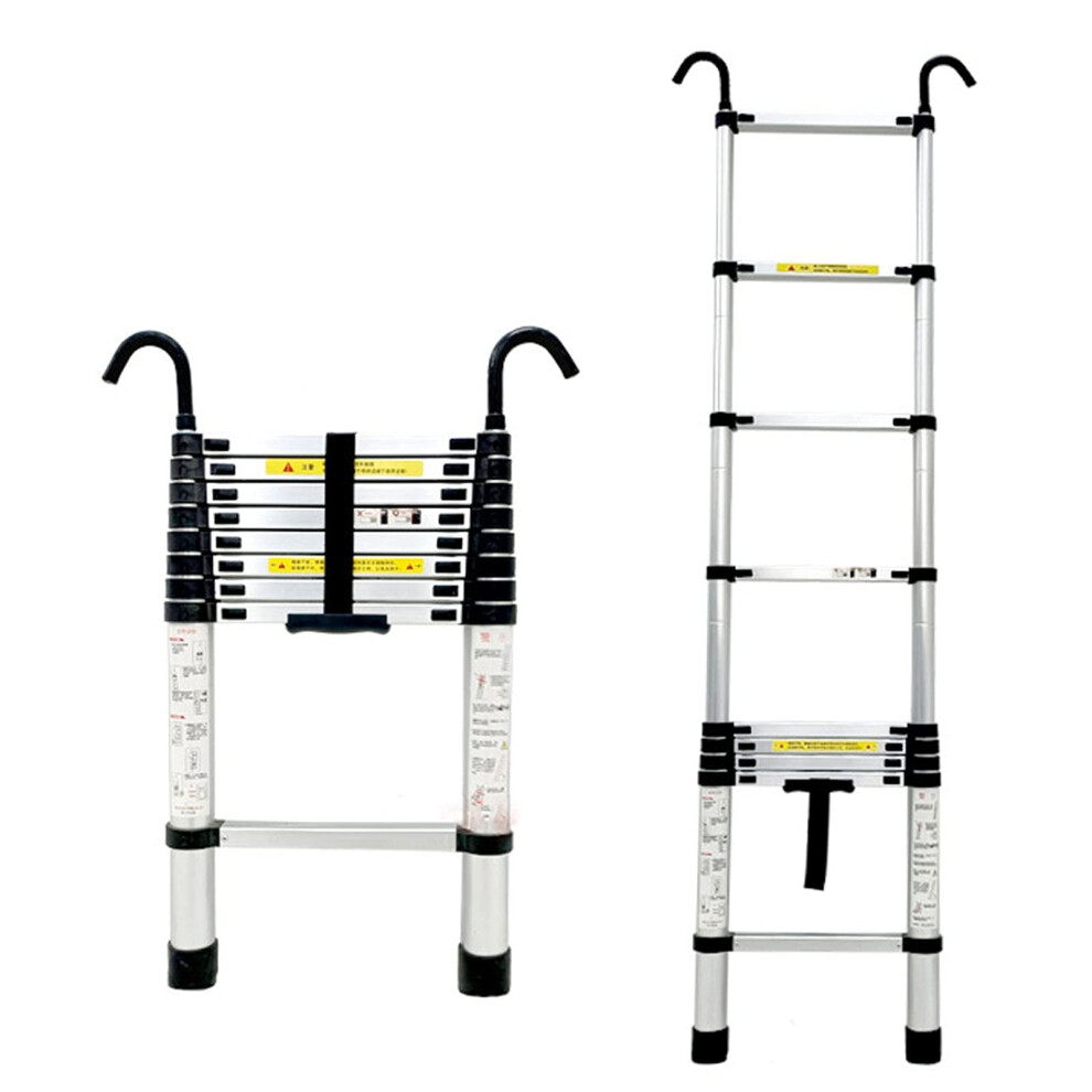Telescopic Ladder 5Ft 1.5M With Rotating Hooks, Aluminium Folding Ladder For Home Rv Roof, 150Kg Load 9351714545563