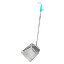 Heavy Duty Long Handle Stainless Steel Dustpan Set with Flush Floor Edge Ergonomic Design for Home and Office