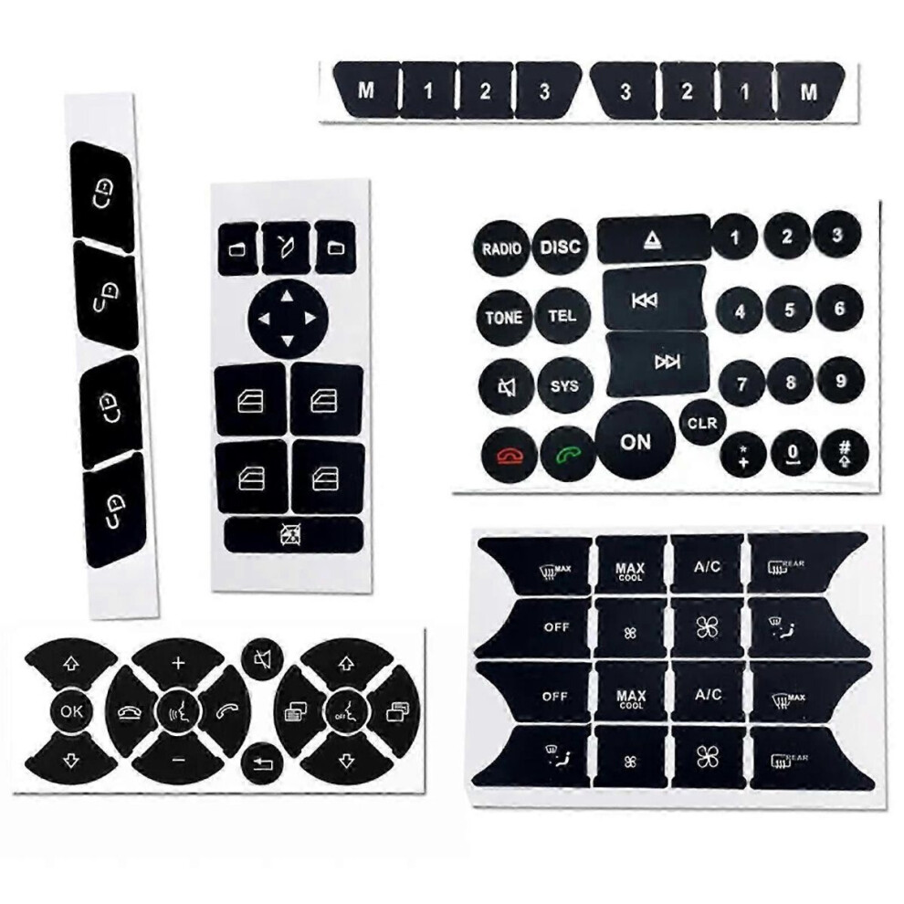 Button Repair Kit Window Switch Sticker Compatible With Mercedes Benz 2007-2014 Js 9122581590259