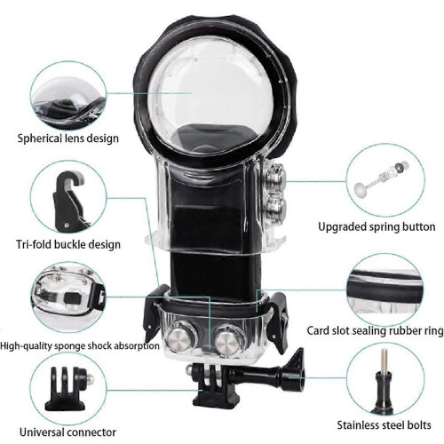 Dive Case Compatible with X3 Waterproof Case,360 Panorama Camera Accessory,Dive Case with 40m Waterproof Depth 1